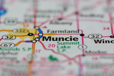 image of a street map of Muncie and surrounding towns.