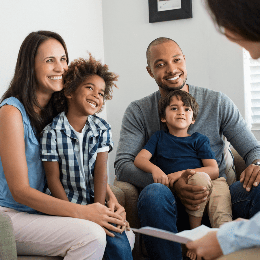 Smiling family together