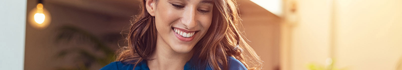 Woman smiling in business lobby