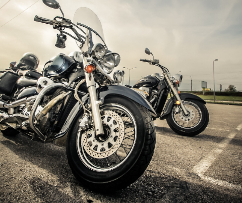 Motorcycles in a parking lot