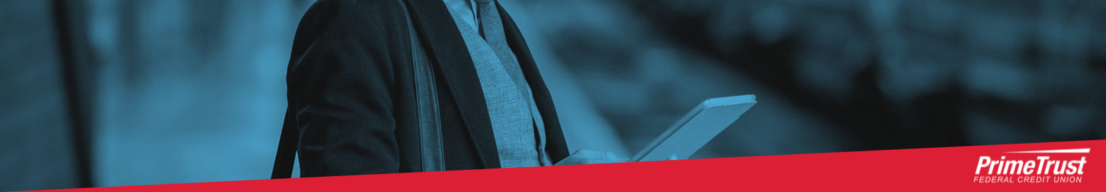 Header image of PrimeTrust member on her phone.